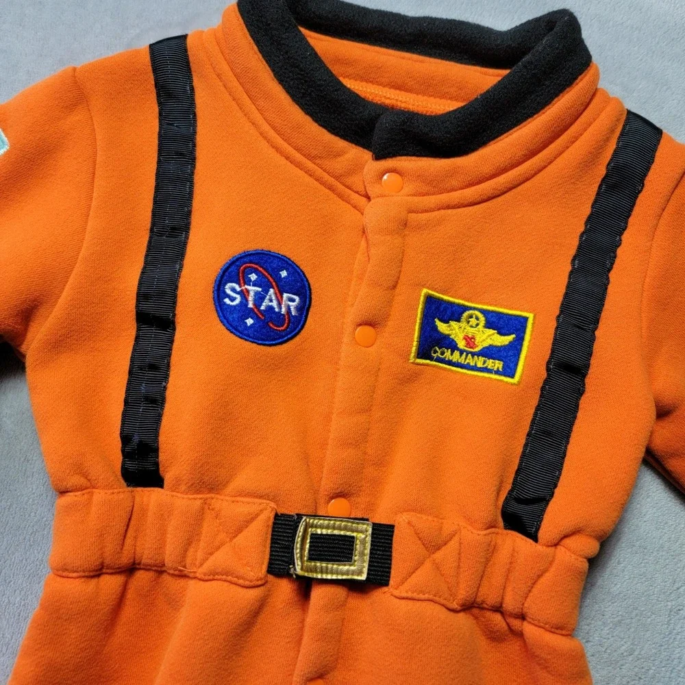 Kids Astronaut Flight Suit Jumpsuit Orange Space‎ Shuttle NASA Style Size 90